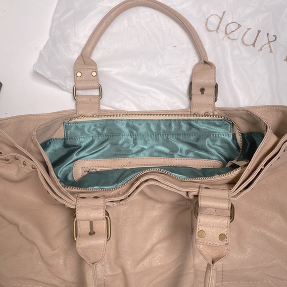 LF Deux Lux Tote Handbag Cream Nude Leather Spring ‘09 Blush Studded Large Bag - Picture 3 of 15